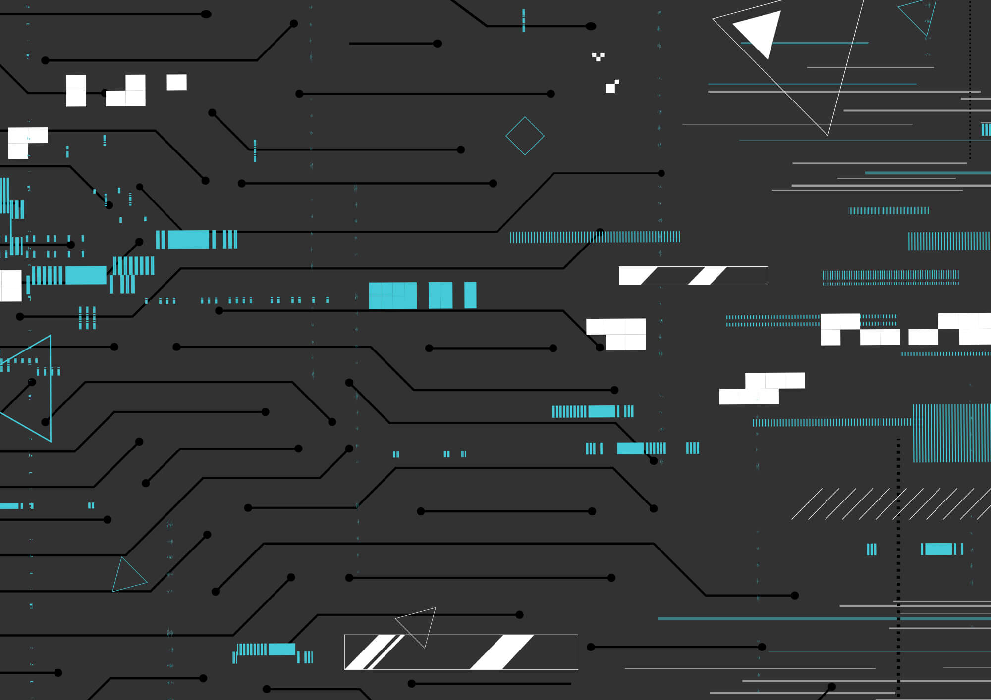 Black background with many lines and dots