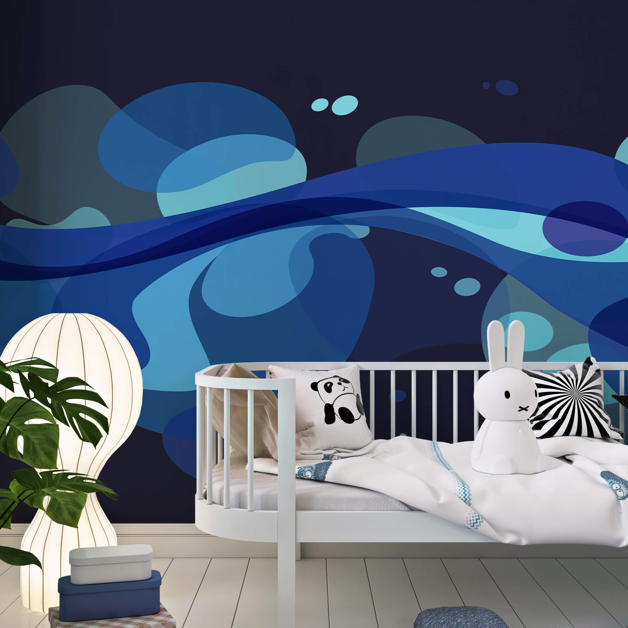 Μπλε και λευκό στροβιλώδες σχέδιο