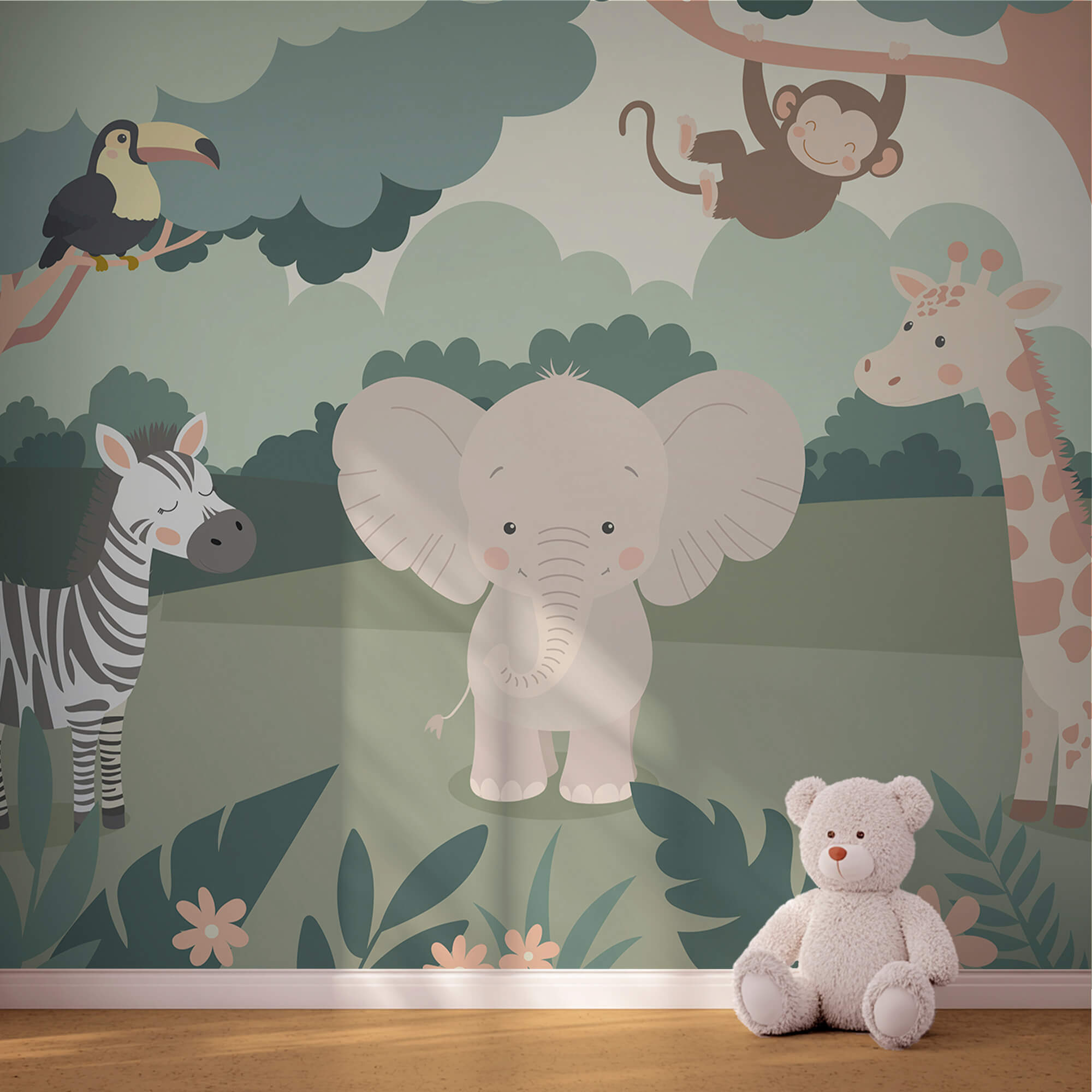 Γελοιογραφία ζώων σε δάσος