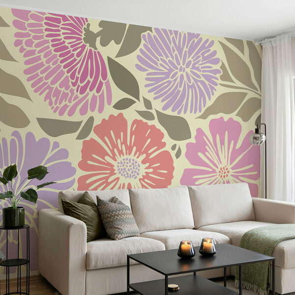 Πολύχρωμο floral μοτίβο με φύλλα Πολύχρωμο floral μοτίβο με φύλλα