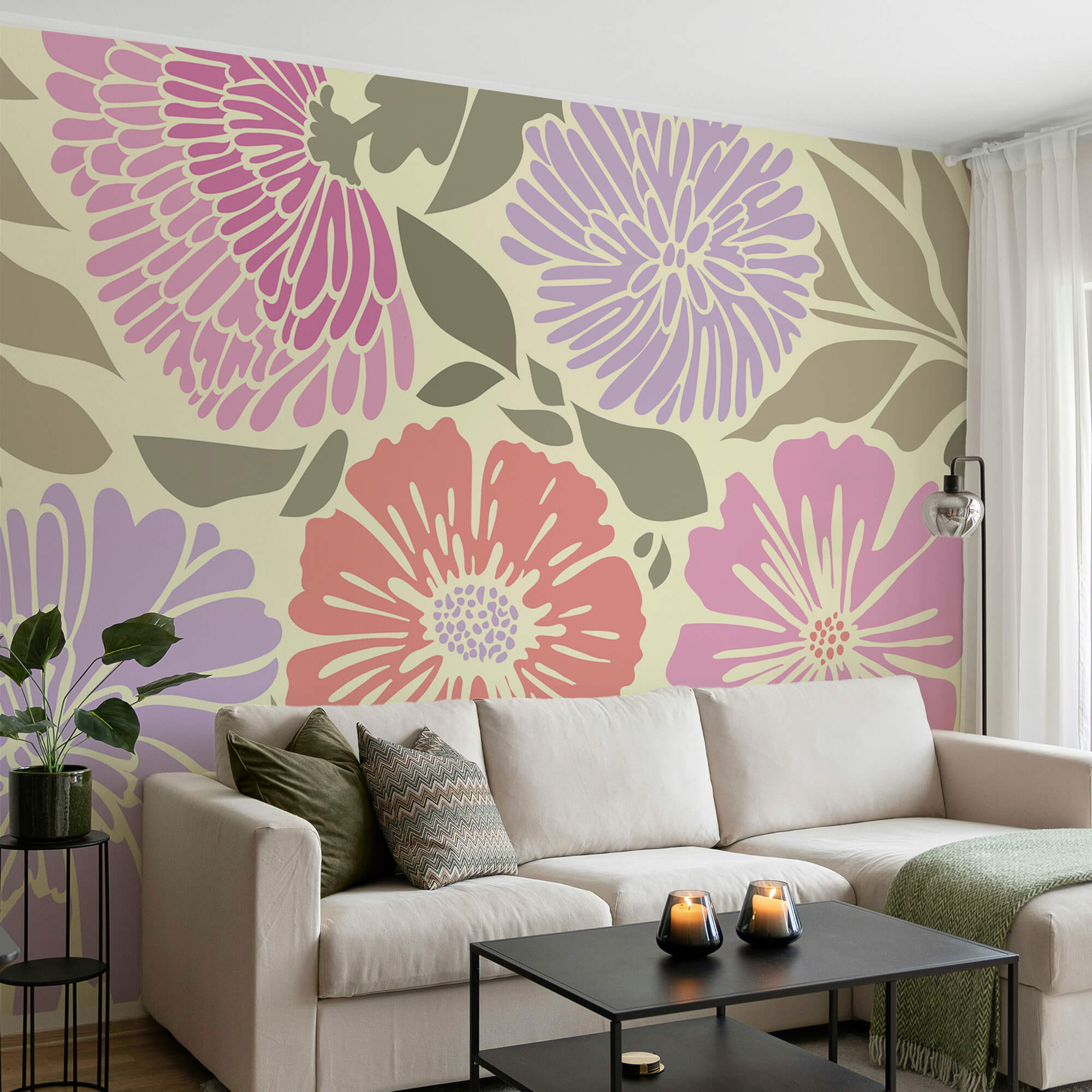 Πολύχρωμο floral μοτίβο με φύλλα