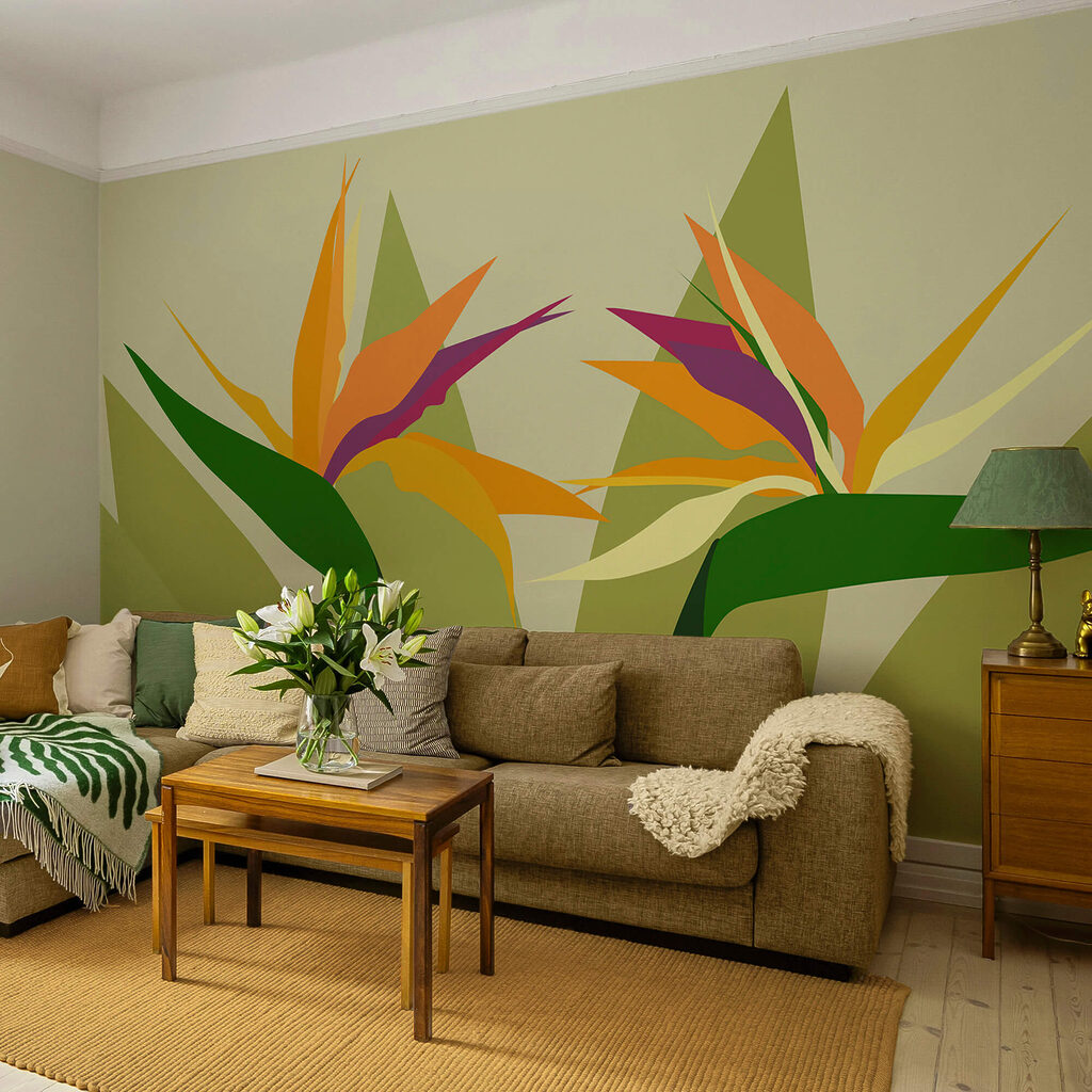 Πολύχρωμα λουλούδια σε πράσινους μίσχους