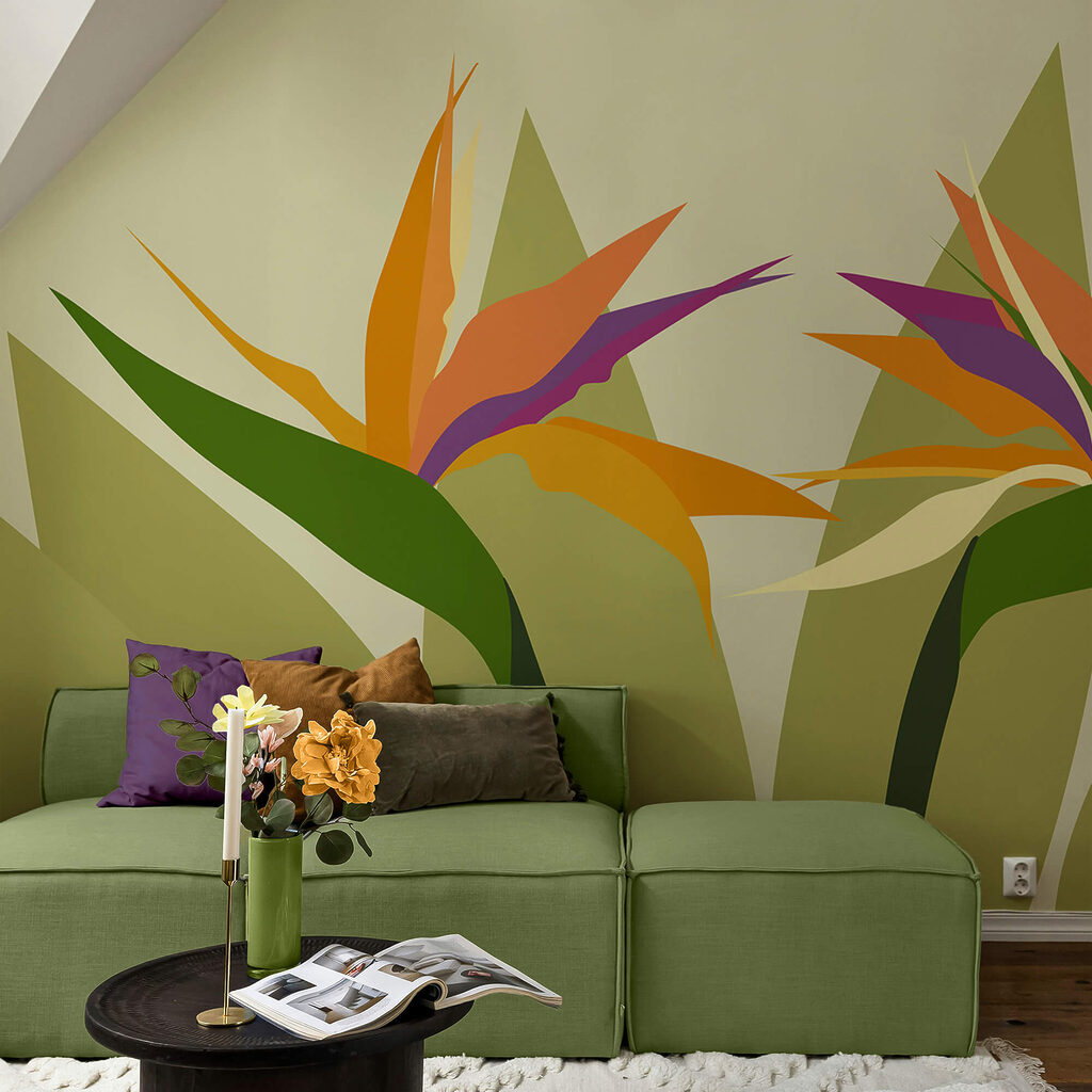 Πολύχρωμα λουλούδια σε πράσινους μίσχους