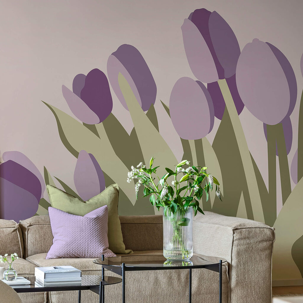 Ένα μάτσο μωβ τουλίπες