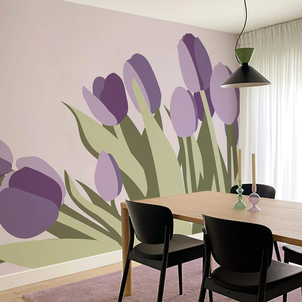 Ένα μάτσο μωβ τουλίπες