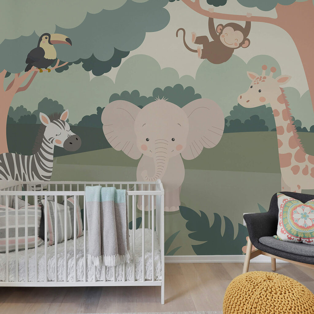 Γελοιογραφία ζώων σε δάσος