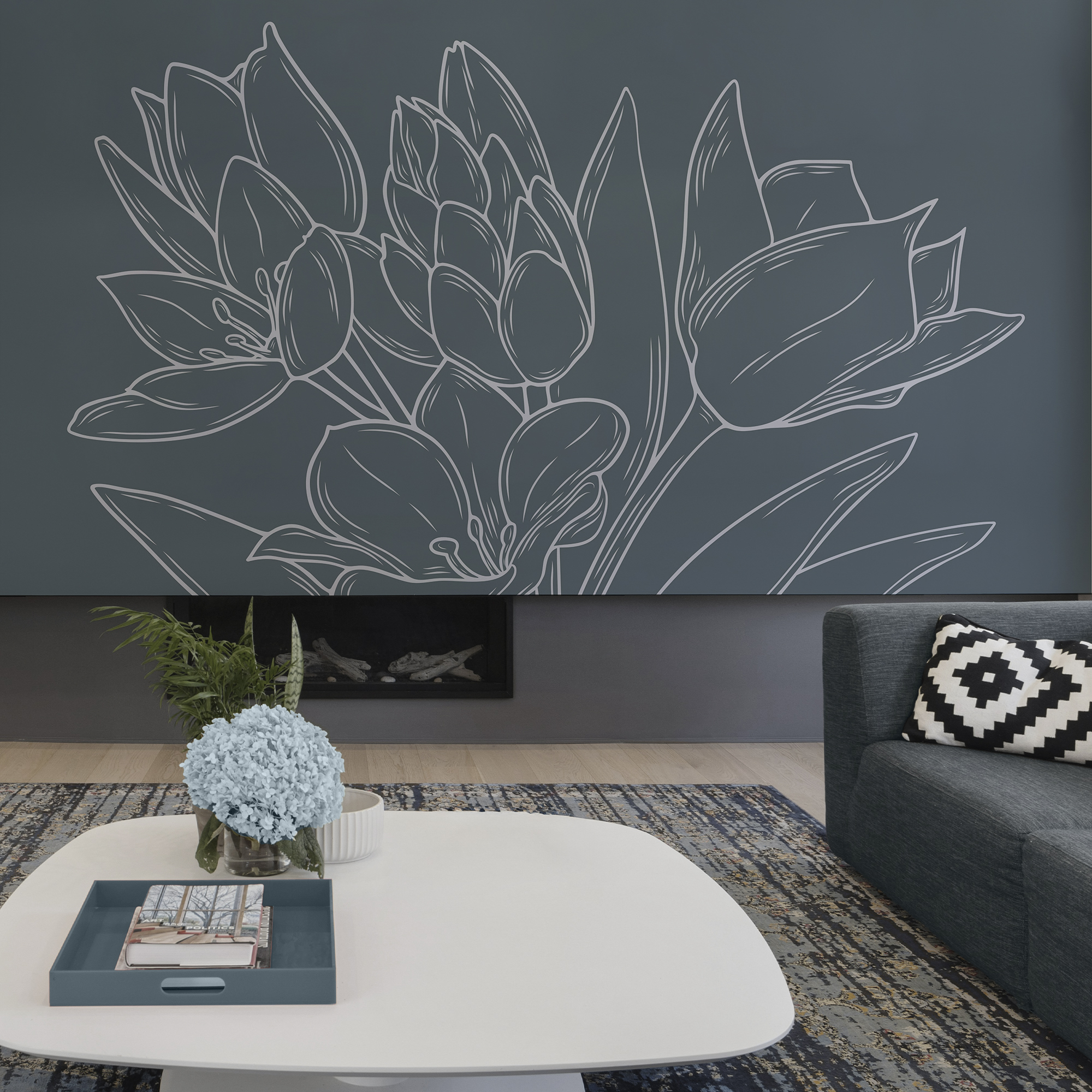 Λεπτά λουλούδια σε σκούρο φόντο