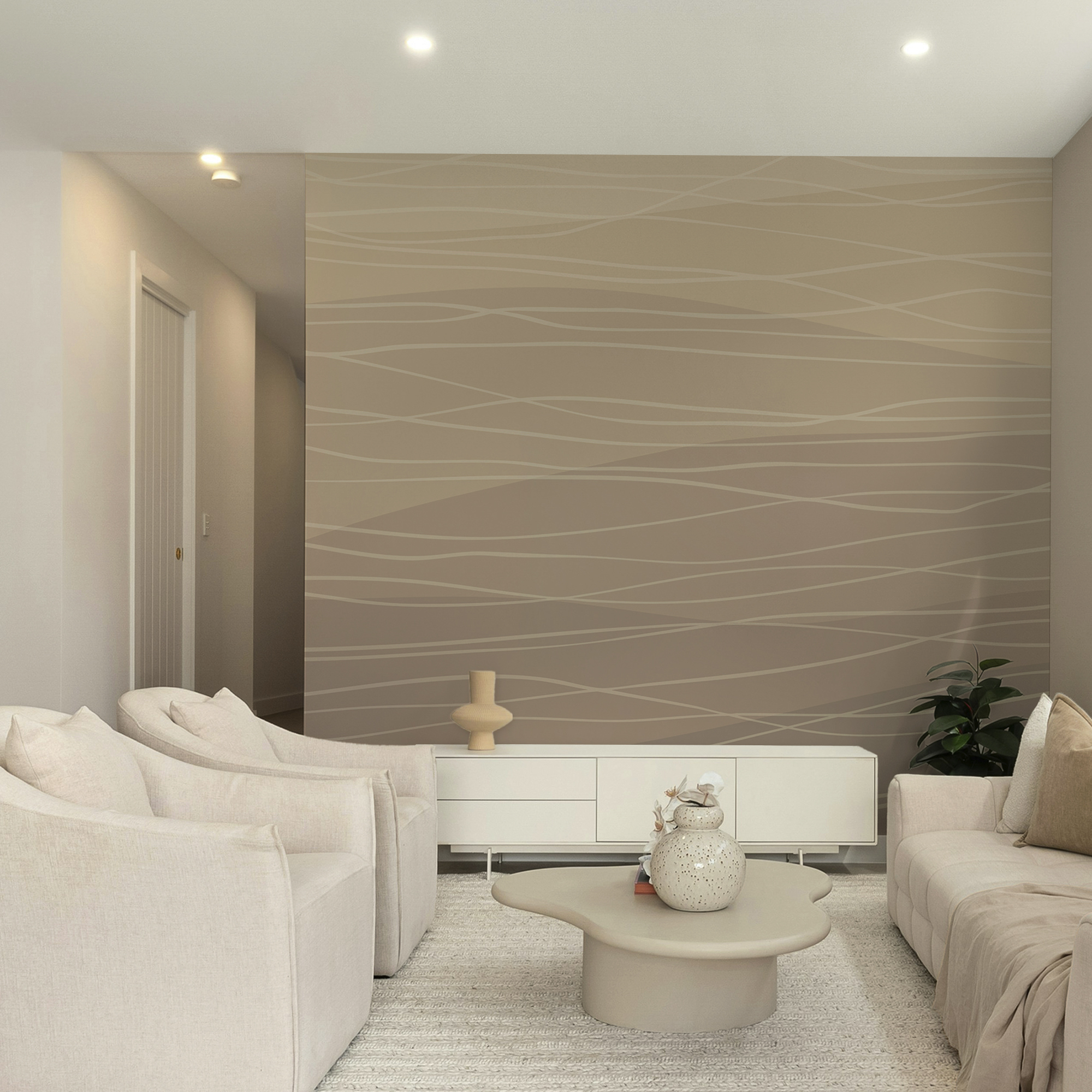 Καφέ και λευκές κυματιστές γραμμές