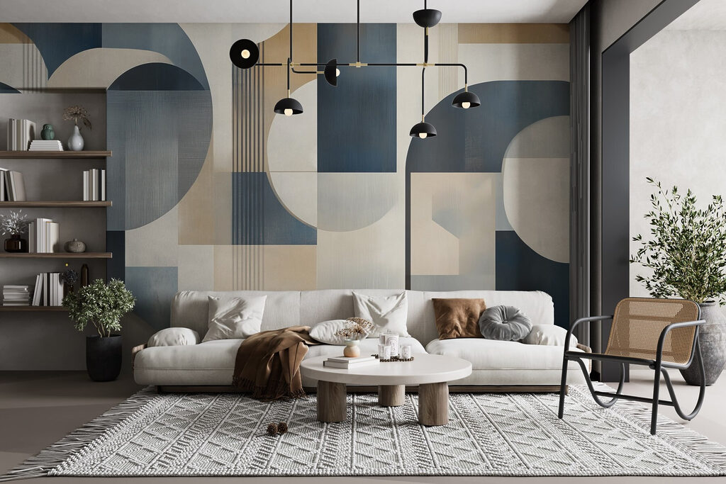 Πολύχρωμο έργο τέχνης με καμπύλα σχήματα