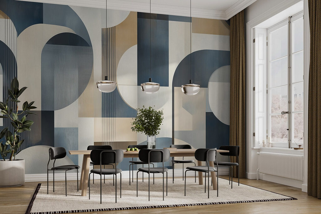 Πολύχρωμο έργο τέχνης με καμπύλα σχήματα