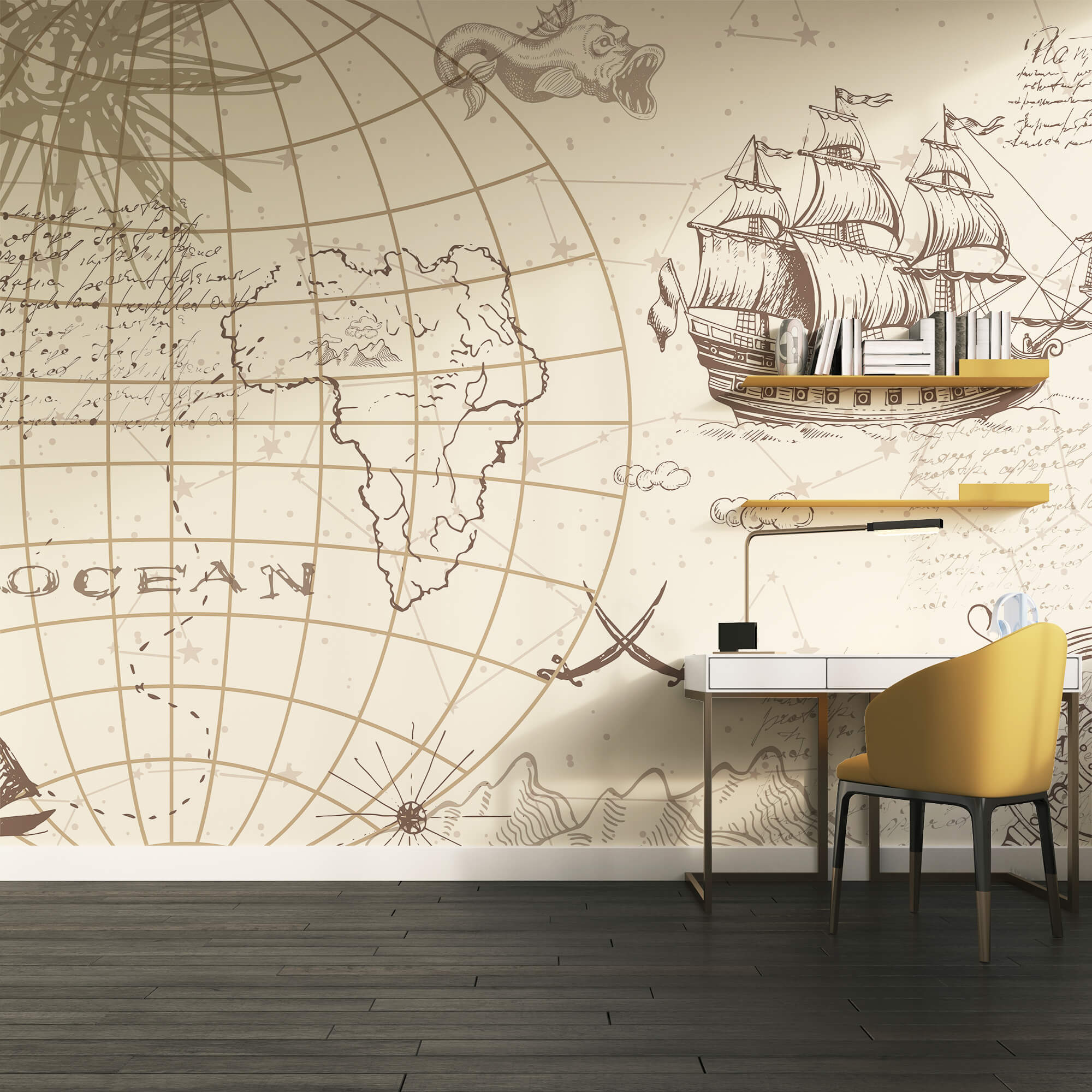 Χάρτης του κόσμου και ένα πλοίο