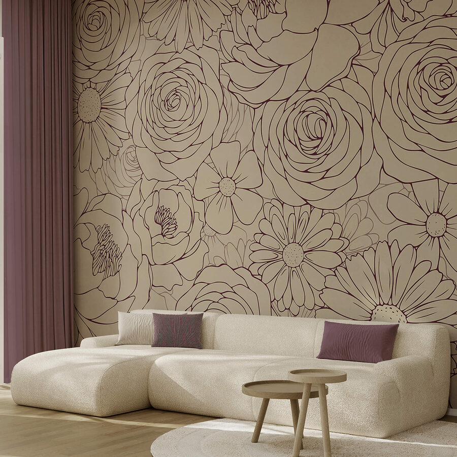 Τοιχογραφίες Floral μοτίβο σε απαλές αποχρώσεις
