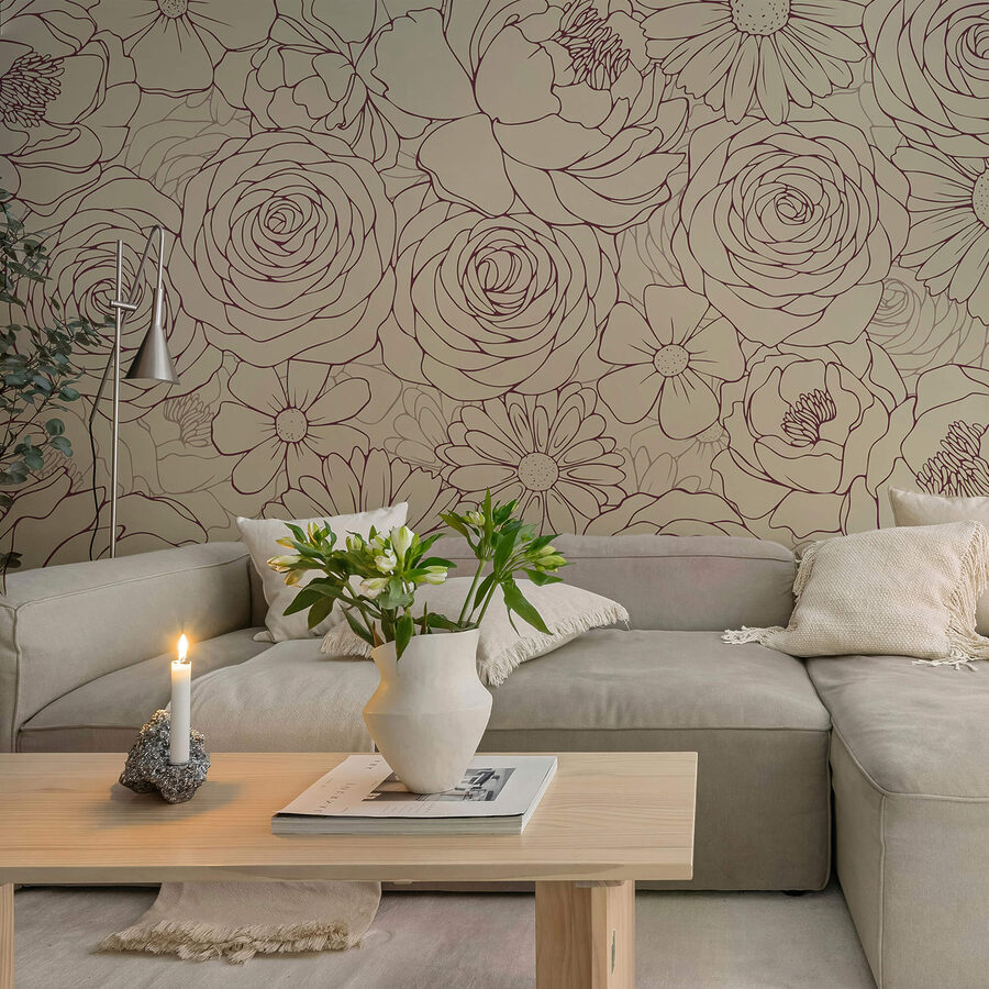 Τοιχογραφίες Floral μοτίβο σε απαλές αποχρώσεις