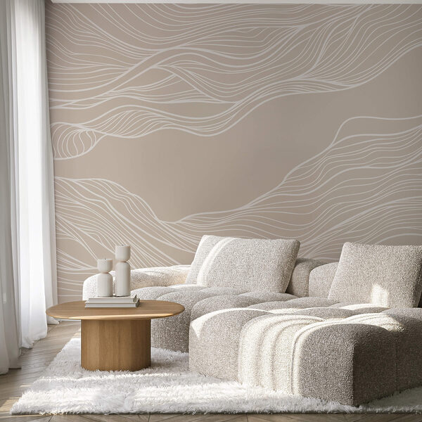 Ταπετσαρίες Λευκές γραμμές σε καφέ φόντο