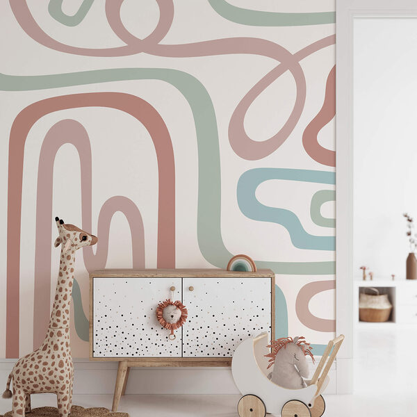 Ταπετσαρίες Πολύχρωμες γραμμές σε λευκό φόντο