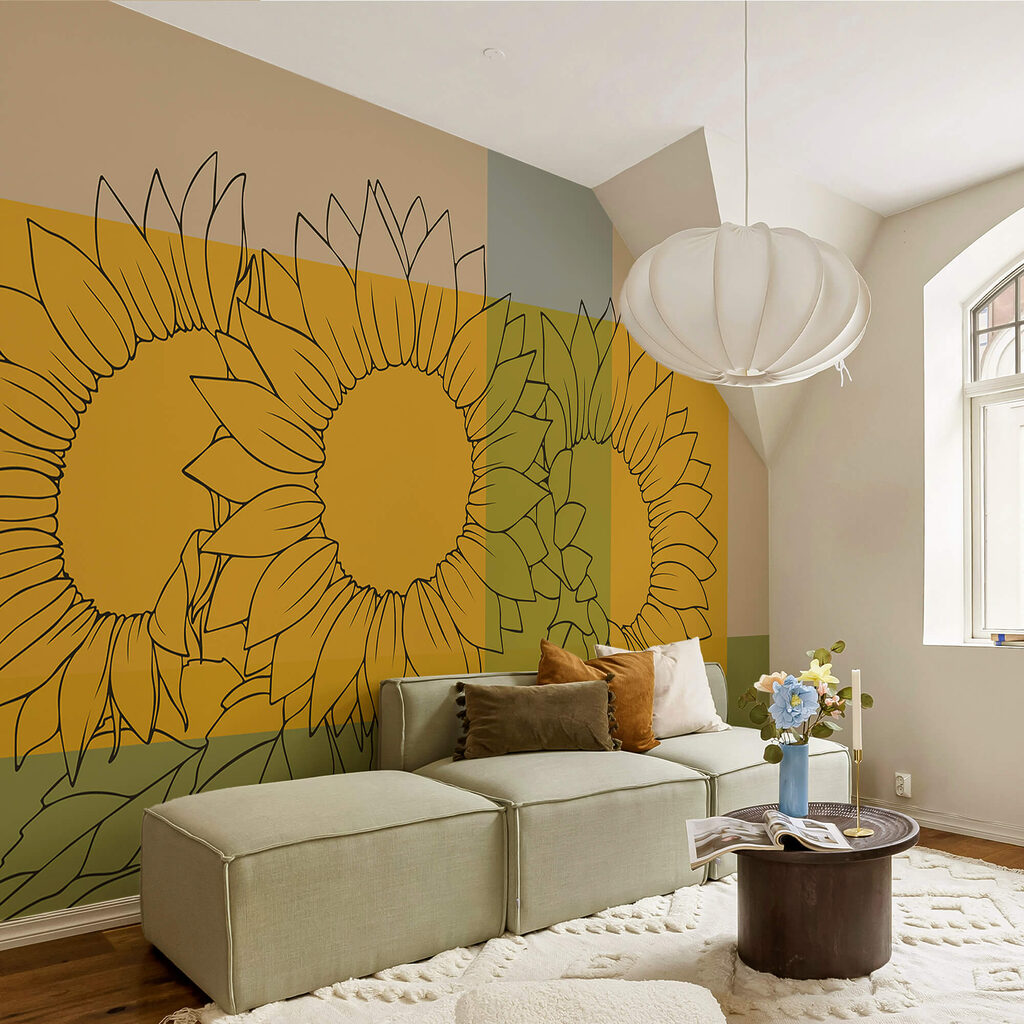 Ομάδα ηλίανθων με φύλλα