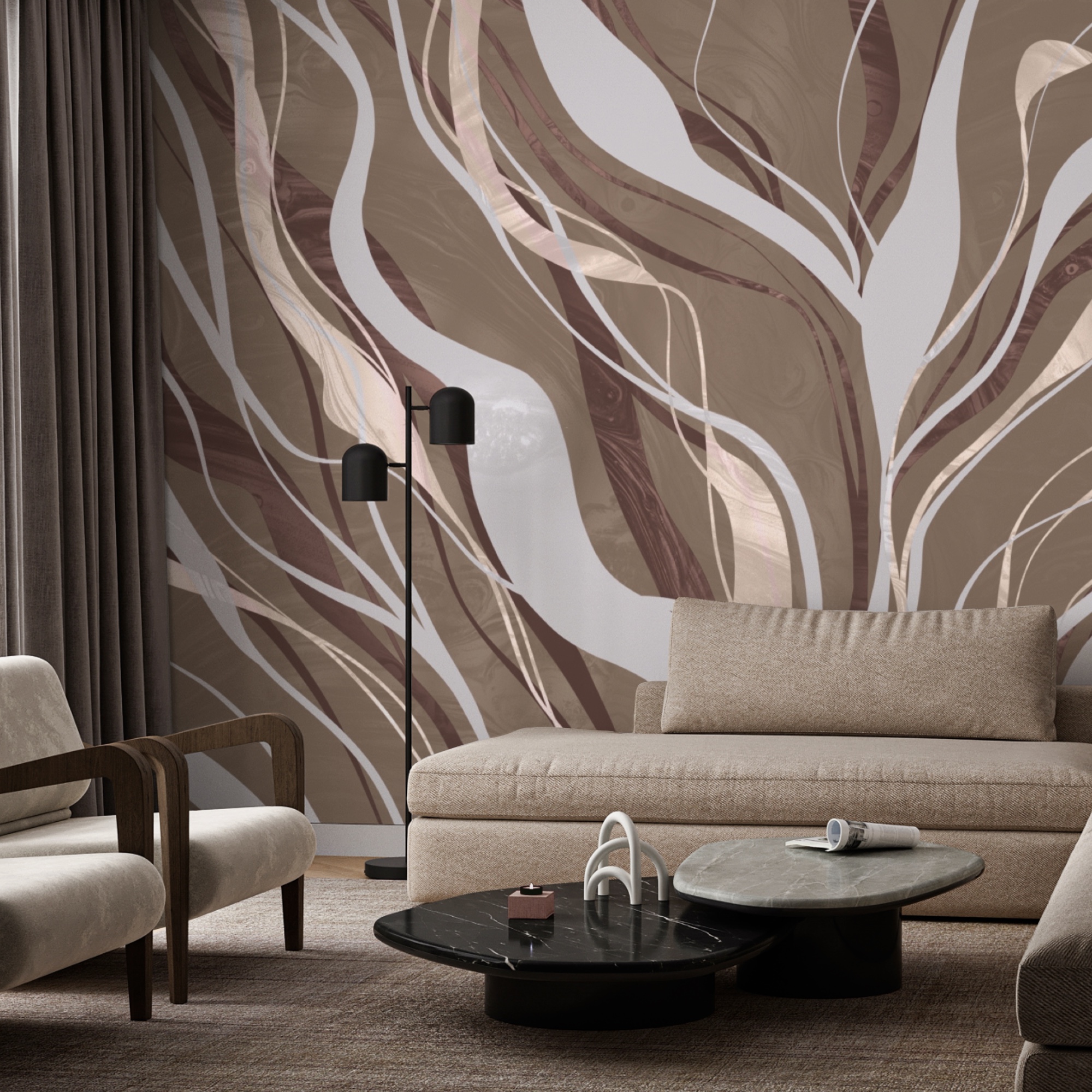 Καφέ και λευκά στροβιλίσματα