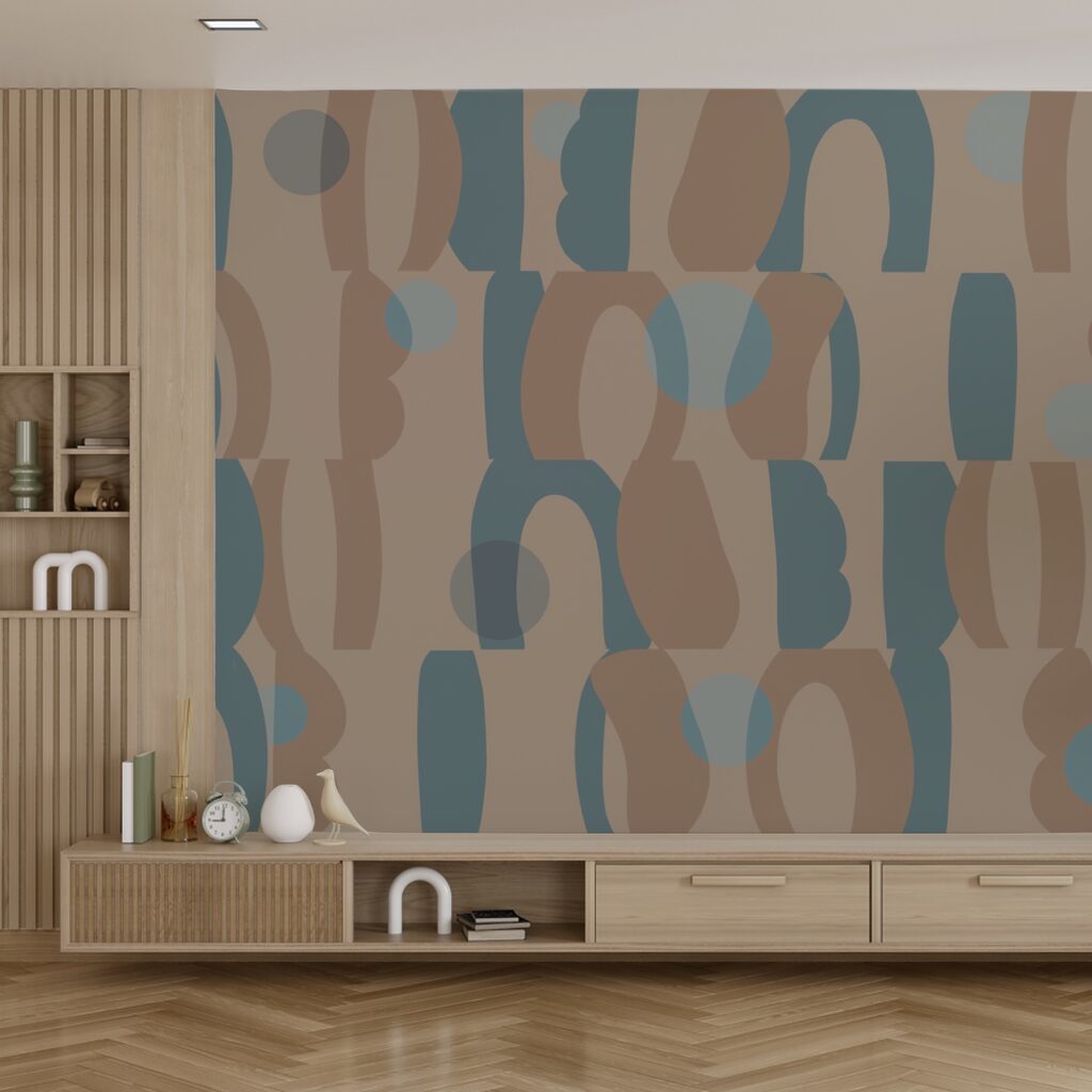 Μοτίβο από μπλε και καφέ σχήματα