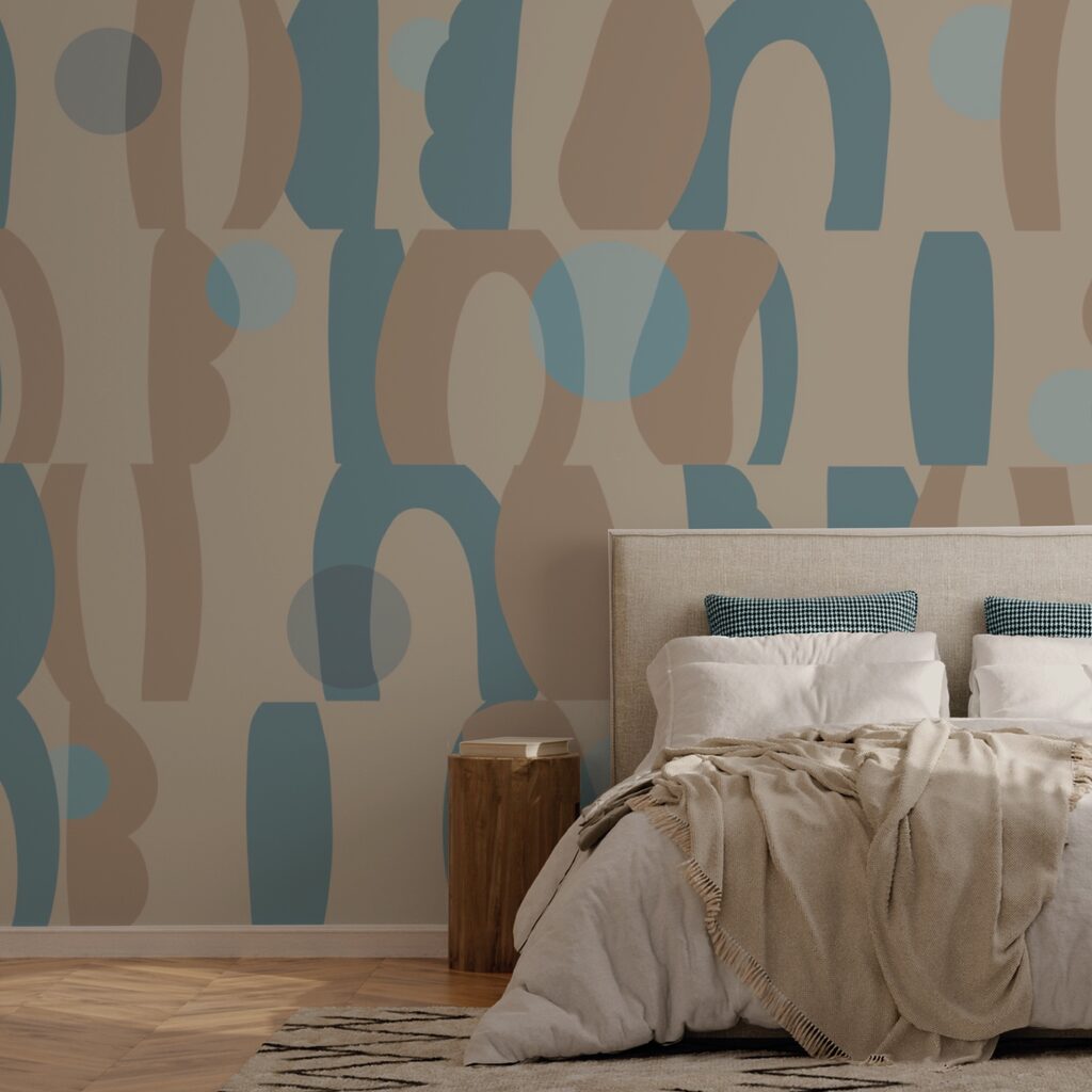 Μοτίβο από μπλε και καφέ σχήματα