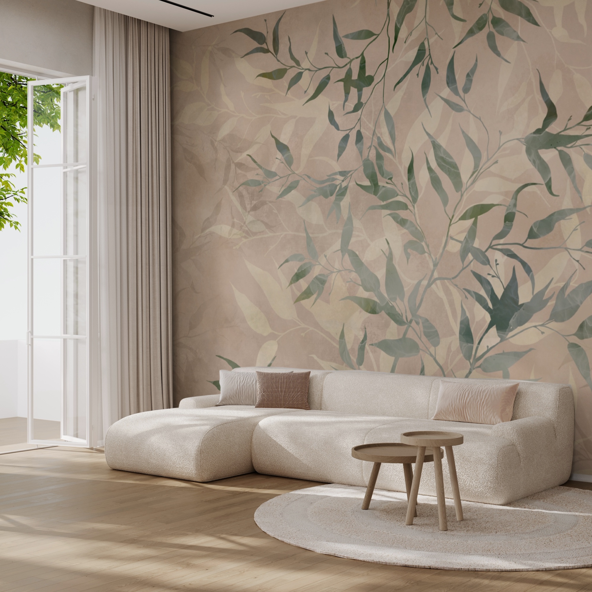 Μοτίβο φύλλων σε μπεζ φόντο