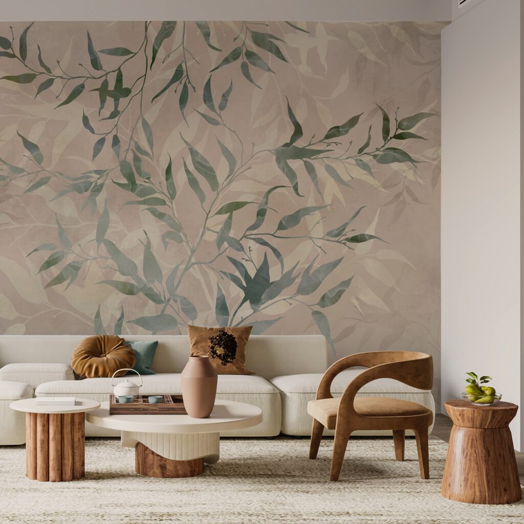 Μοτίβο φύλλων σε μπεζ φόντο