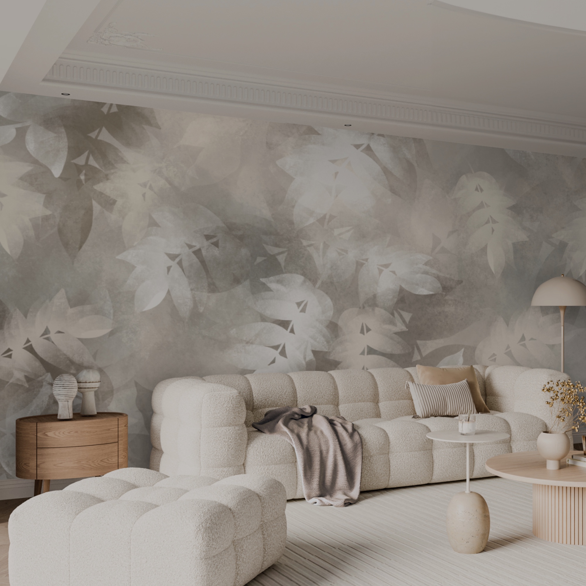 Γκρι και λευκό φόντο με φύλλα