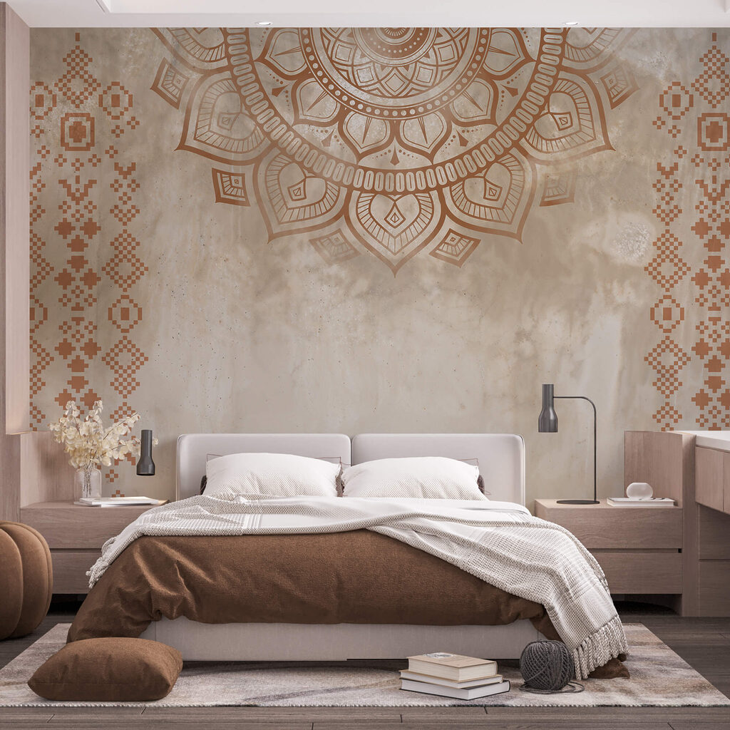 Λευκό και καφέ μαντάλα