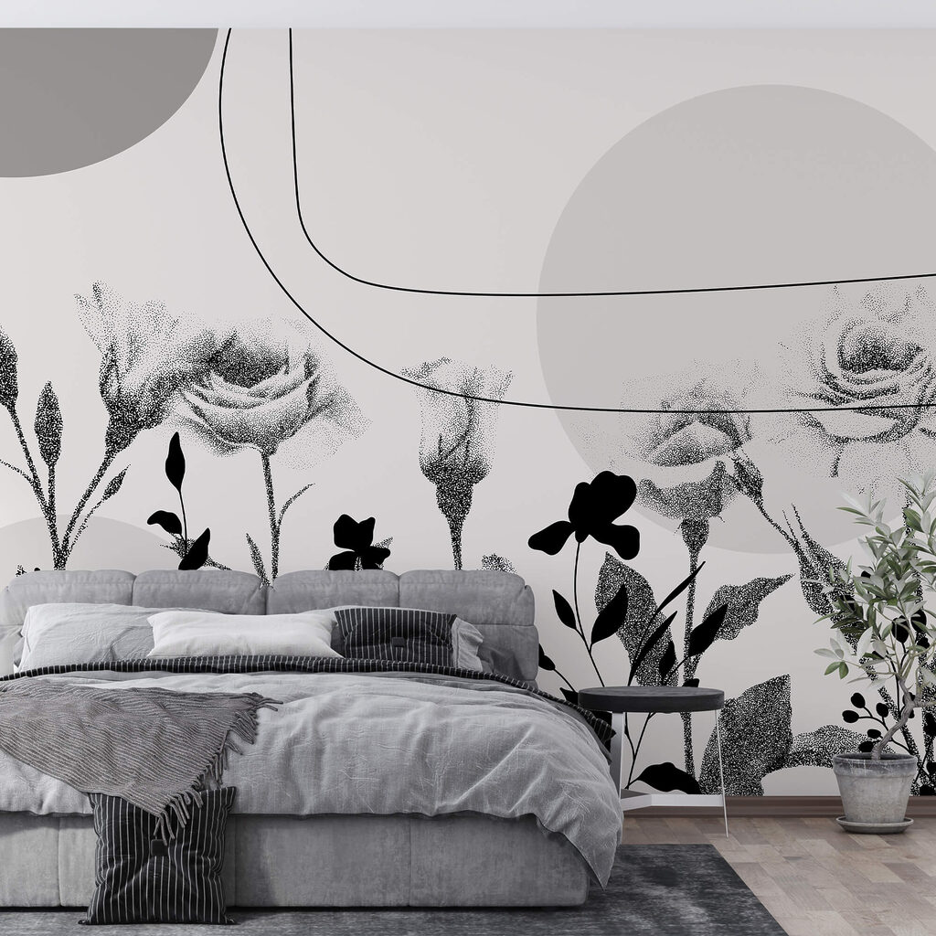 Ασπρόμαυρη εικόνα λουλουδιών