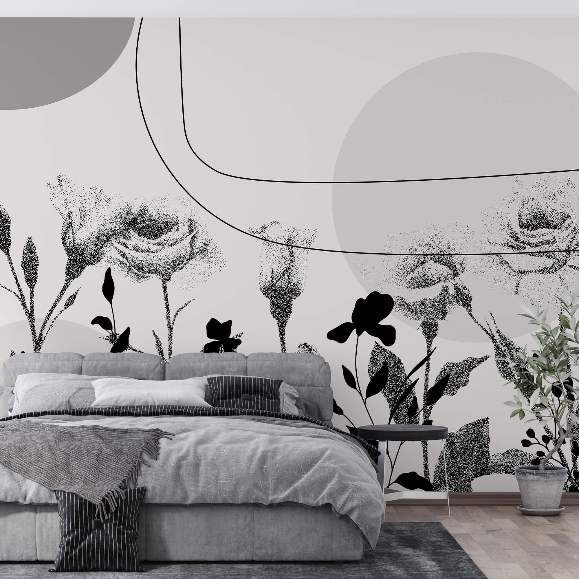 Ασπρόμαυρη εικόνα λουλουδιών