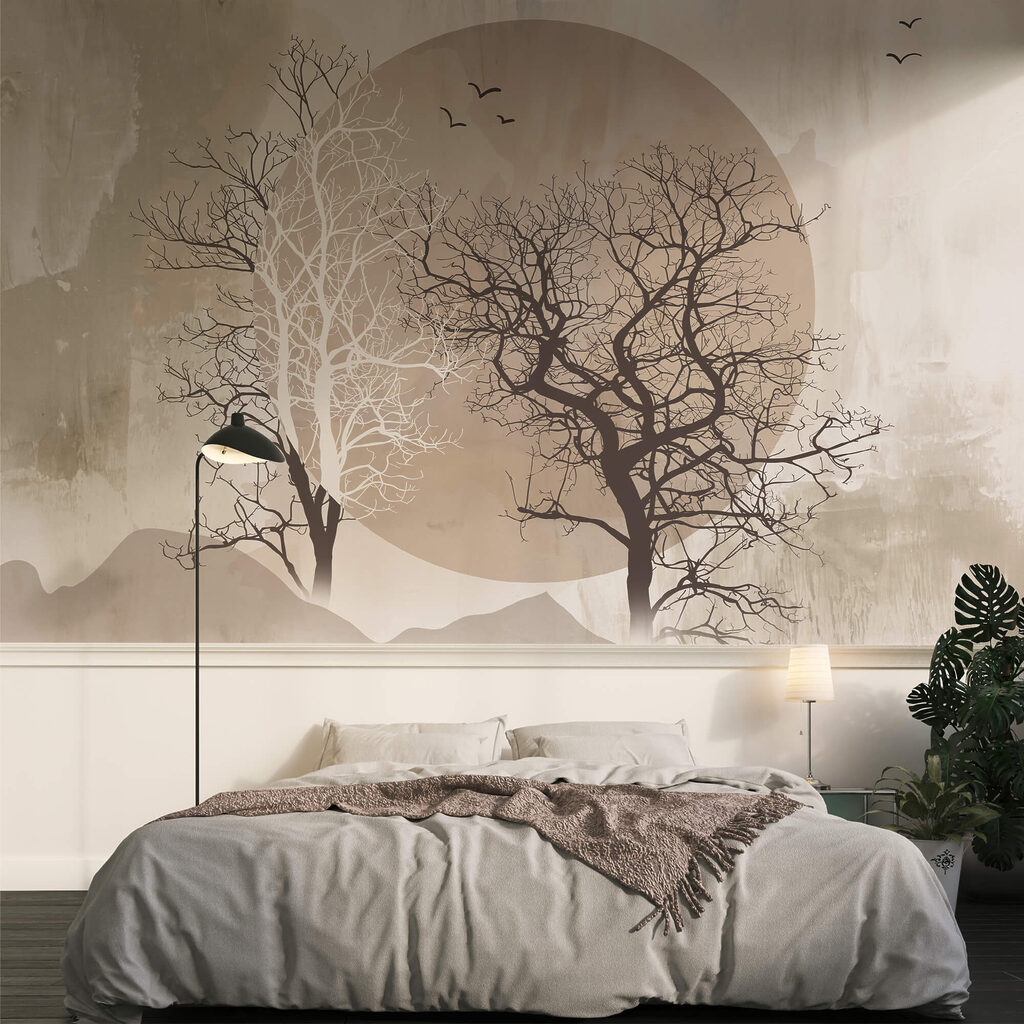 Ζωγραφική των δέντρων και του ήλιου