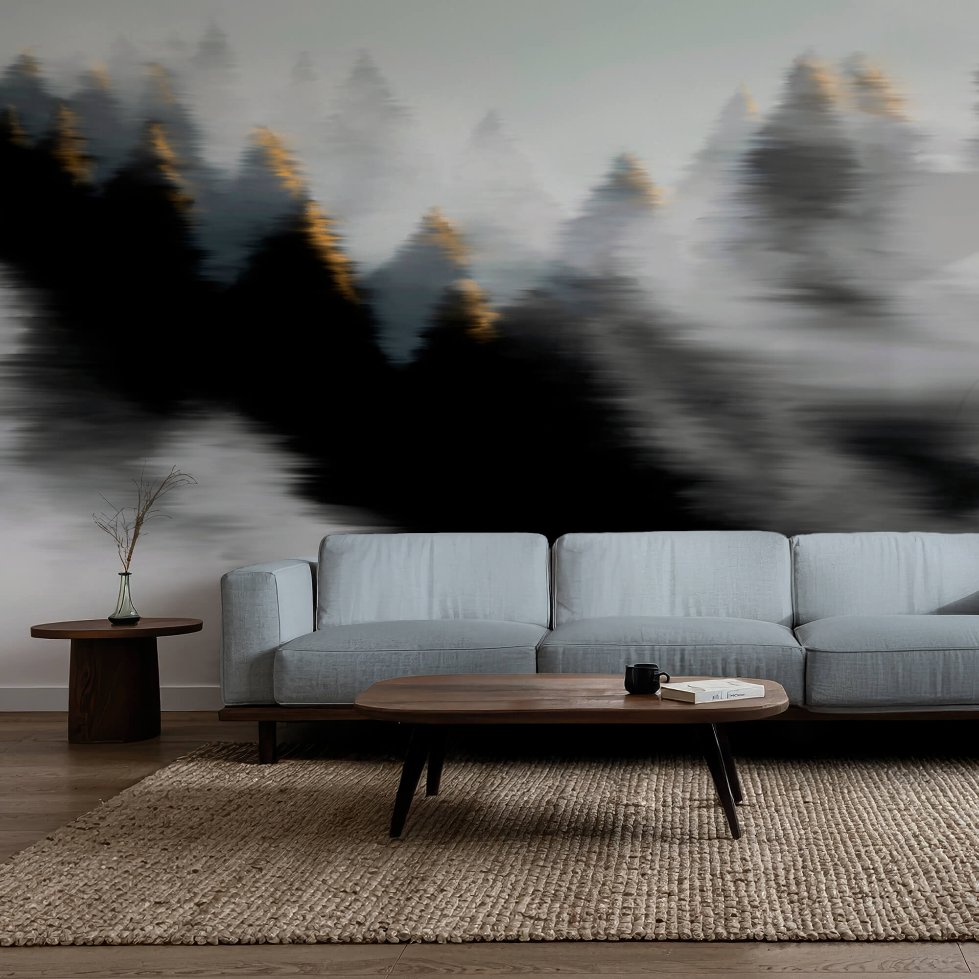 Ομιχλώδες δάσος με δέντρα