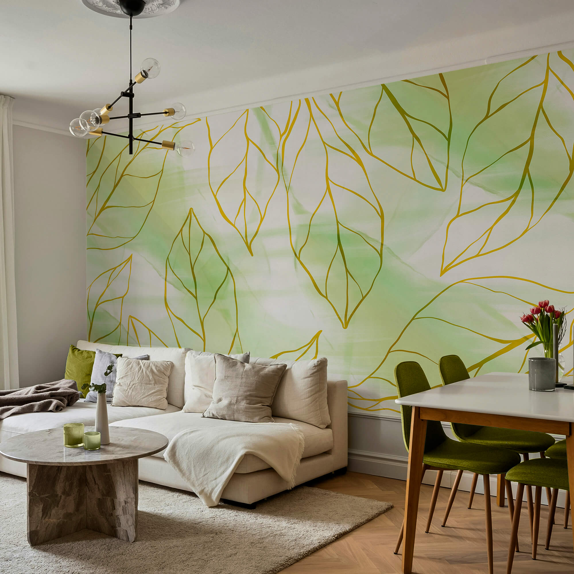 Μοτίβο φύλλων σε λευκή επιφάνεια