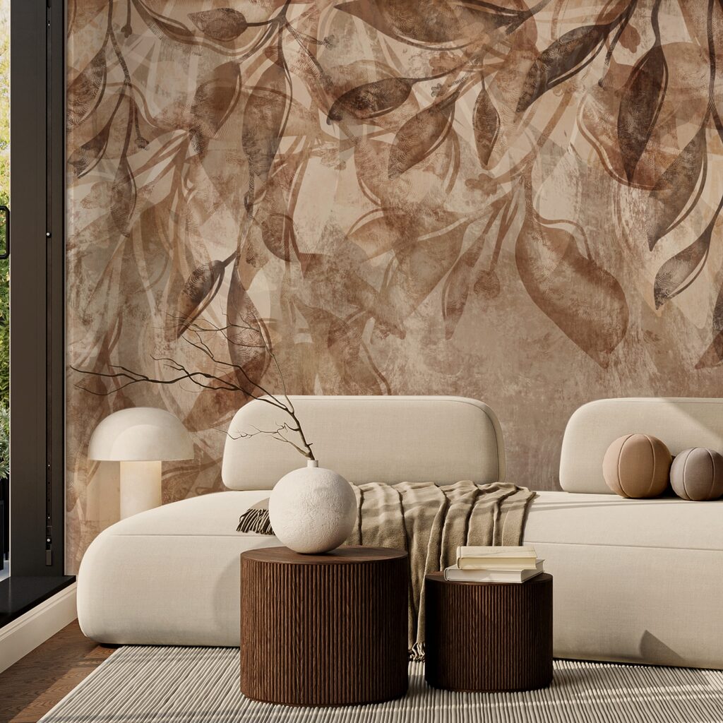 Καφέ και λευκό φλοράλ μοτίβο