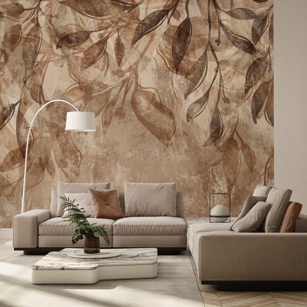 Καφέ και λευκό φλοράλ μοτίβο