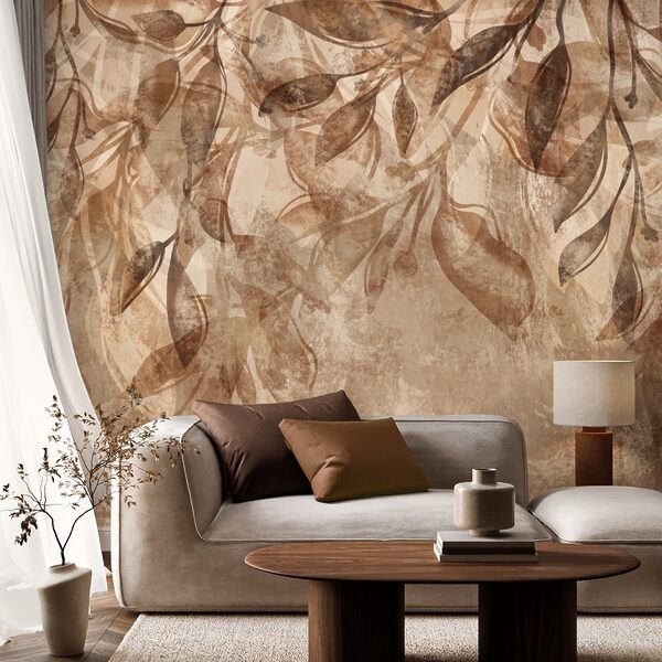 Καφέ και λευκό φλοράλ μοτίβο