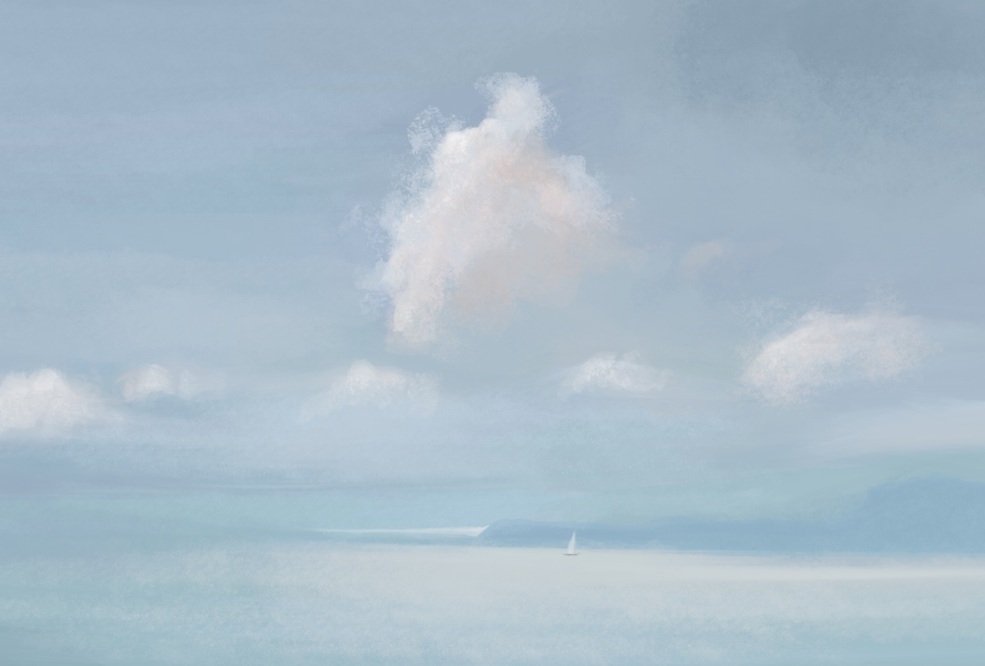 Sailboat in the middle of a body of water