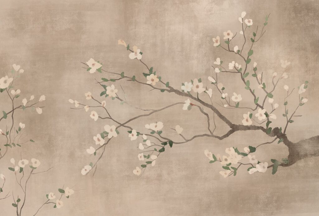 Tree branch with white flowers