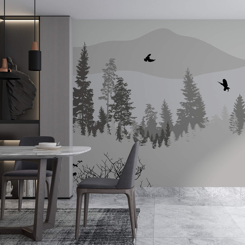 Πουλιά που πετούν πάνω από ένα χιονισμένο βουνό