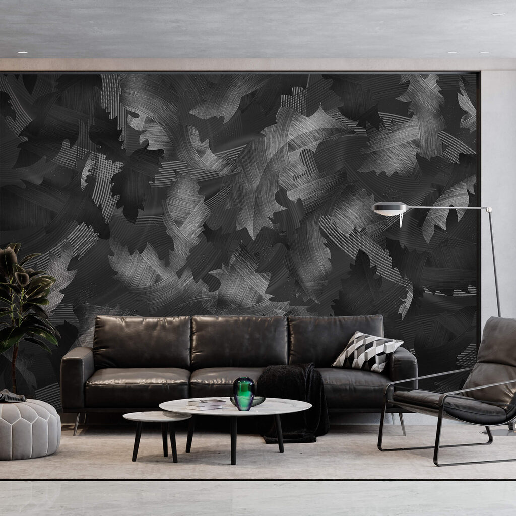 Μαύρο και άσπρο μοτίβο με φύλλα