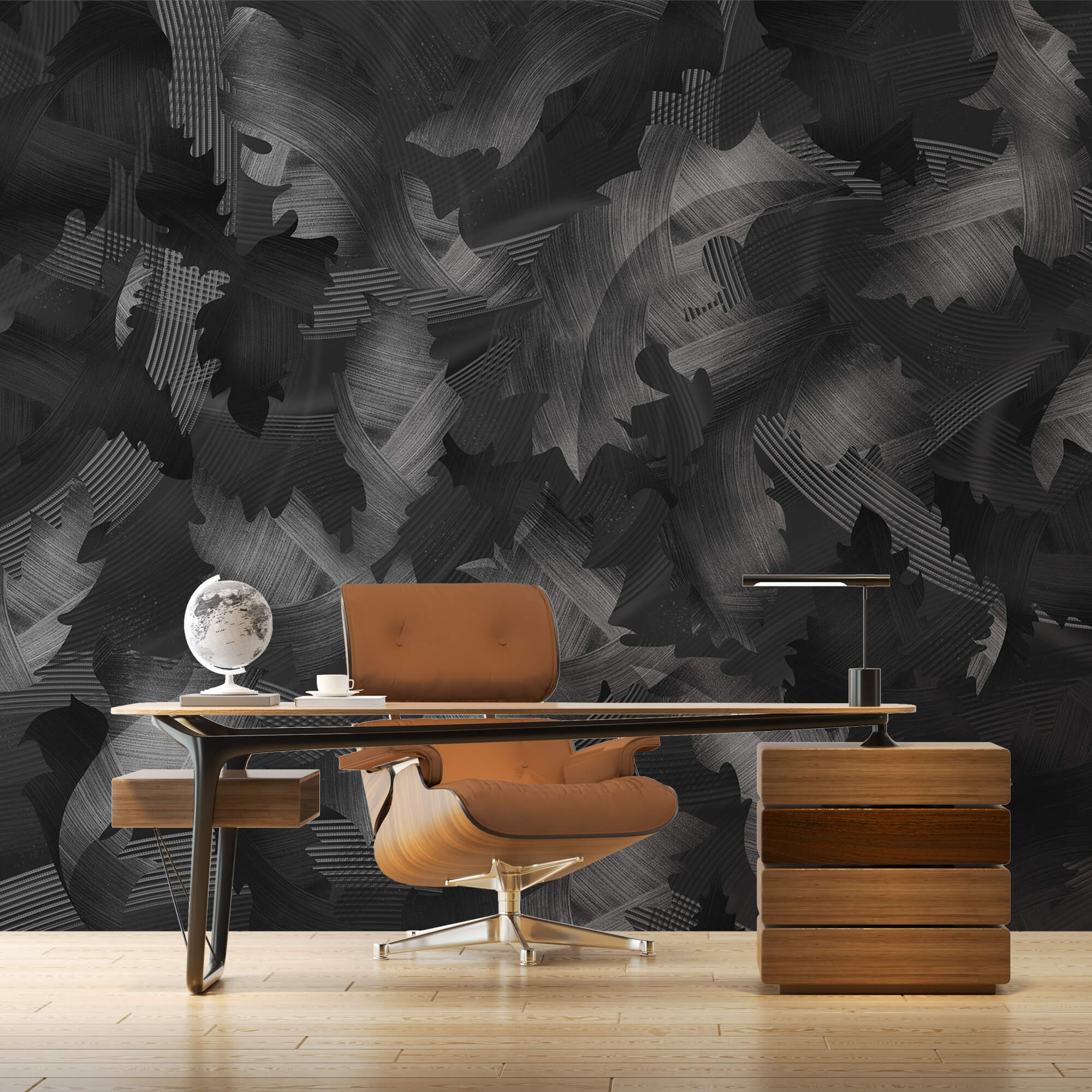 Μαύρο και άσπρο μοτίβο με φύλλα