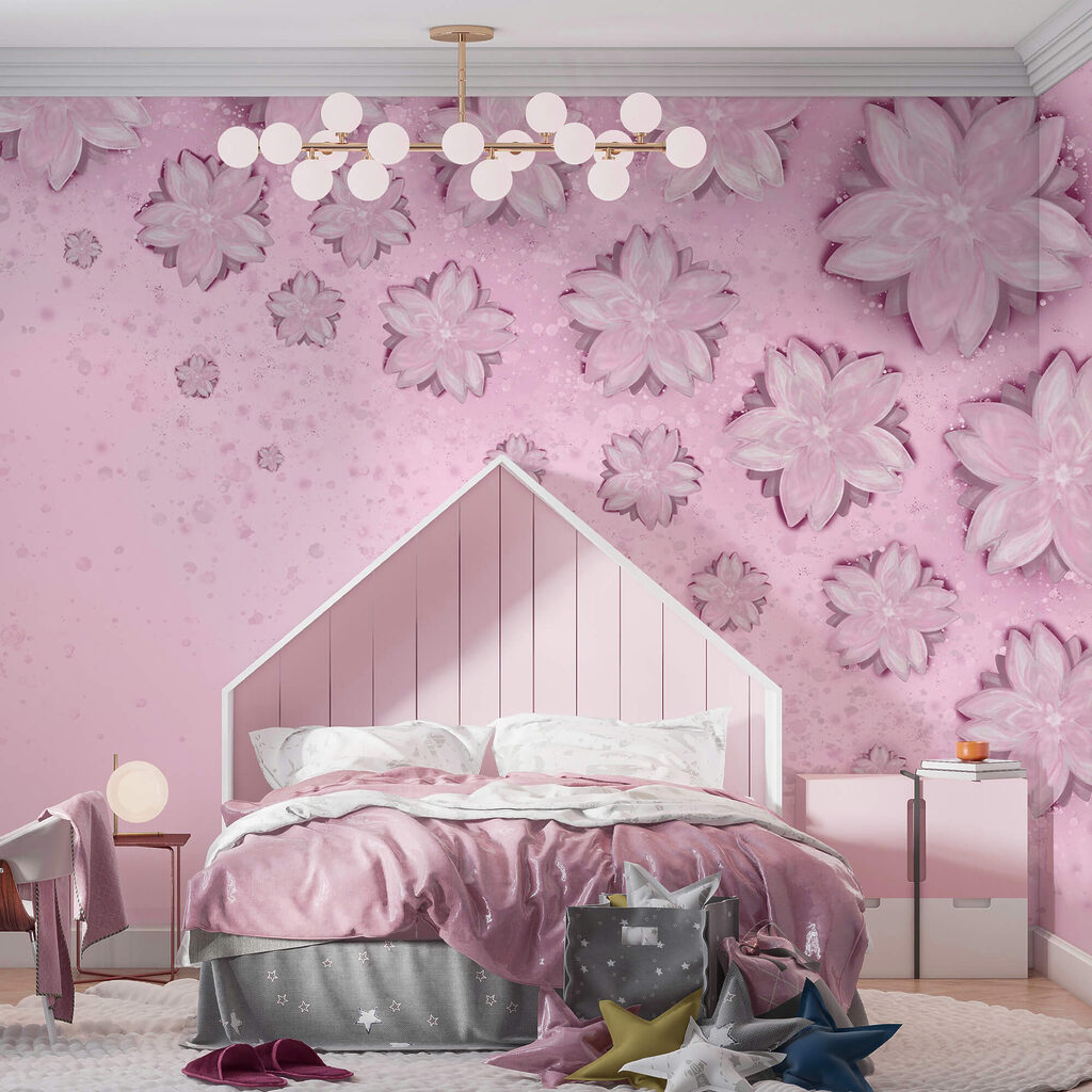 Ροζ φόντο με λουλούδια