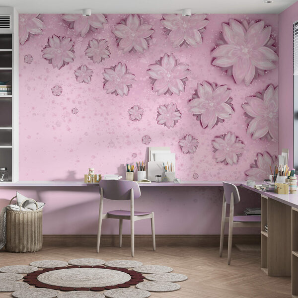 Ροζ φόντο με λουλούδια