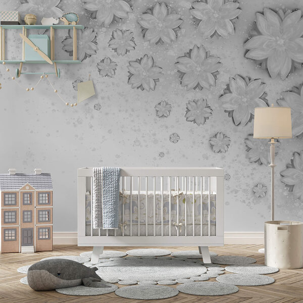 Λευκά λουλούδια σε λευκή επιφάνεια