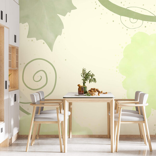 Πράσινα φύλλα και στροβιλισμοί σε λευκό φόντο