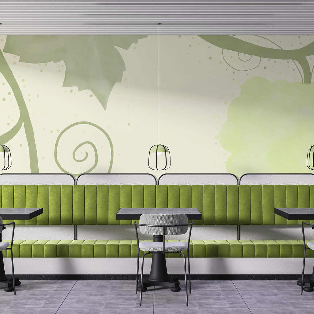 Πράσινα φύλλα και στροβιλισμοί σε λευκό φόντο