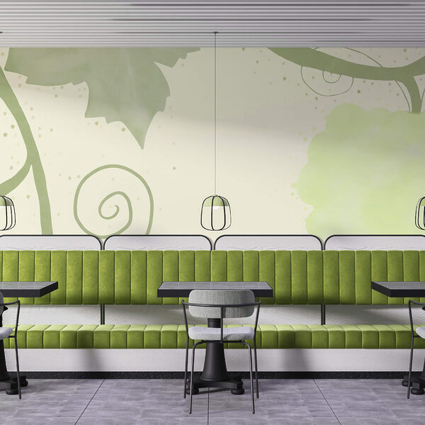 Πράσινα φύλλα και στροβιλισμοί σε λευκό φόντο