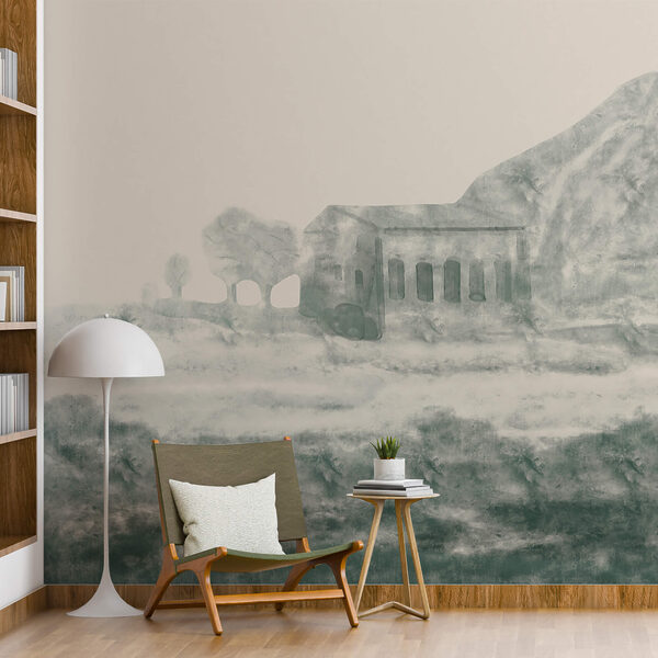 Ταπετσαρίες Ταπετσαρίες Ζωγραφική ενός κτιρίου και ενός βουνού (Κωδικός προϊόντος: t00367v1)