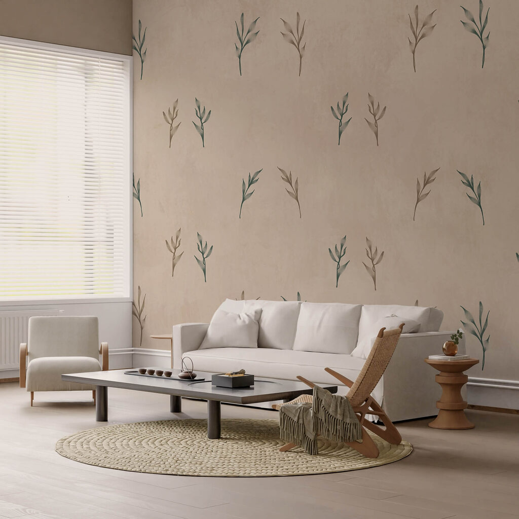 Μοτίβο φύλλων σε μπεζ φόντο