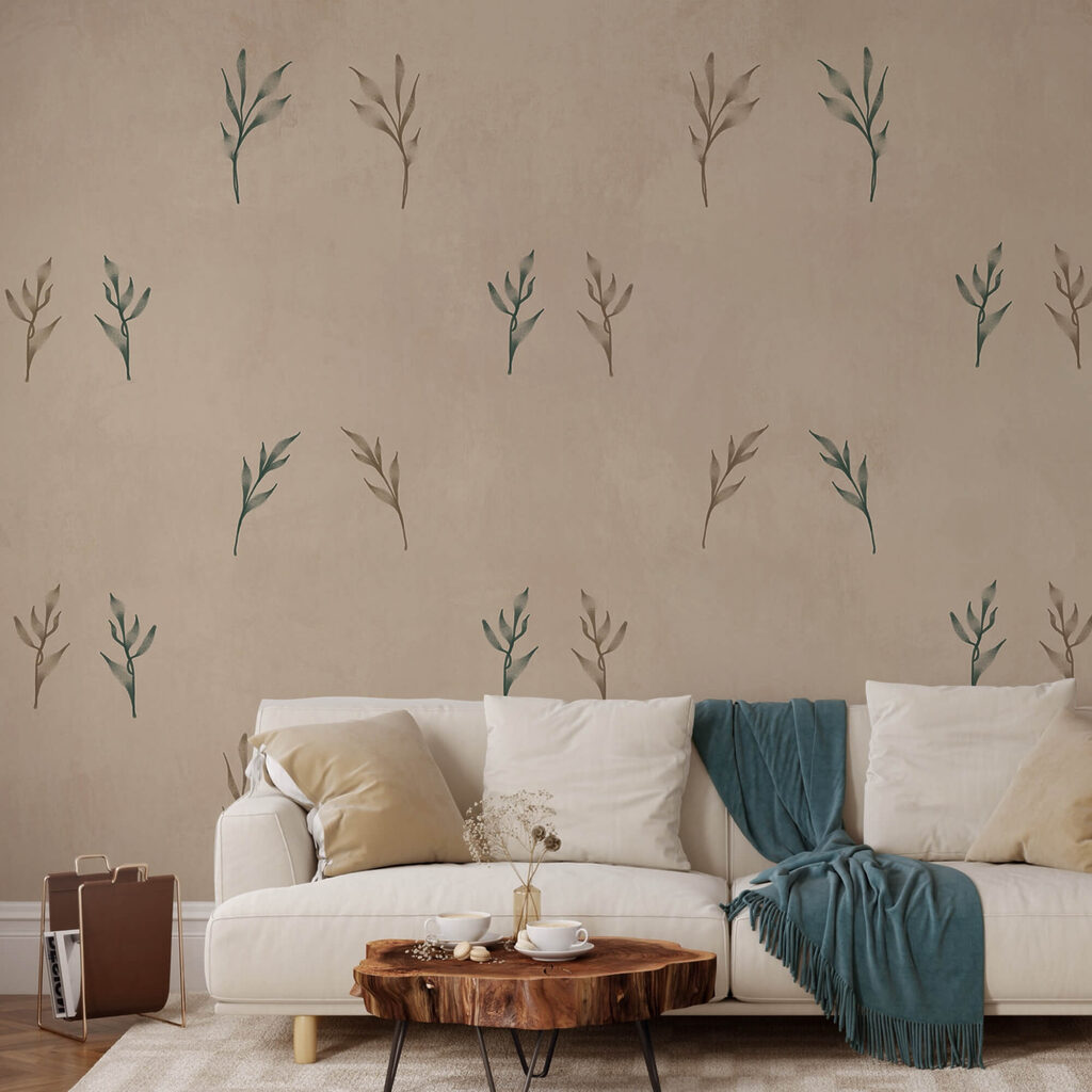 Μοτίβο φύλλων σε μπεζ φόντο