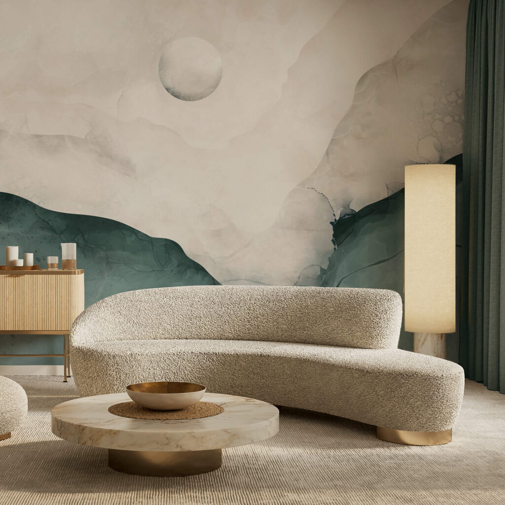 Πίνακας με βουνό και φεγγάρι στον ουρανό